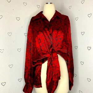 Red Snake button down blouse ❤️